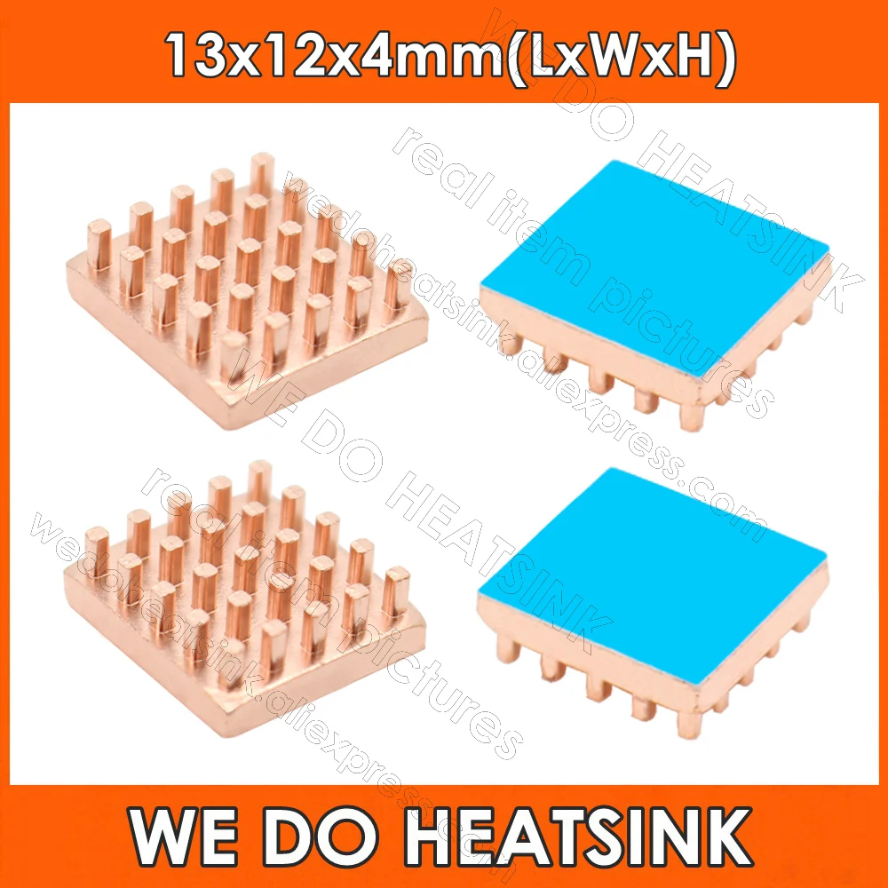 Copper 13*12*4mm Pin Fins Heatsink Radiator Cooler 13x12x4mm Vertical Mounting with Thermal Tape For VGA GPU Memory IC Chipset