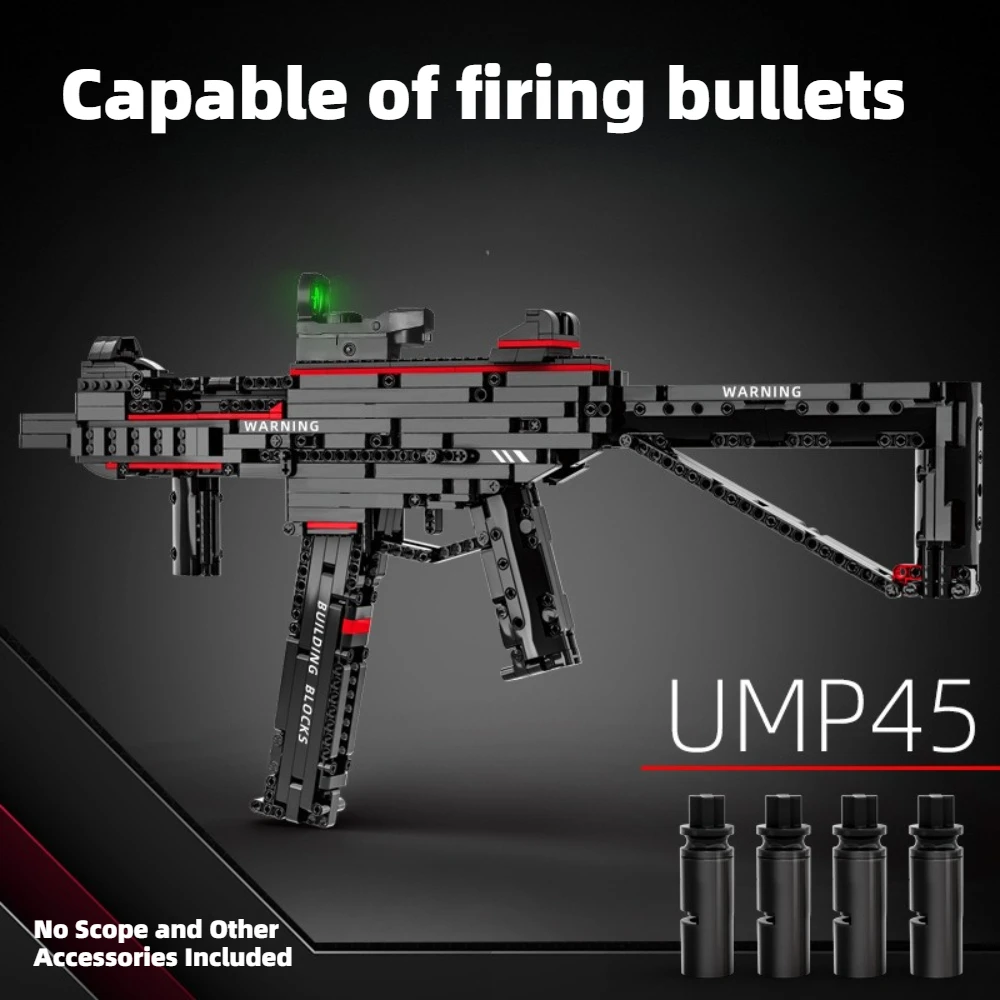 UMP45‑Style Wooden Toy Model Shootable Wooden Projectile Play Blaster Home Living Room Decor Display Ornament Gift