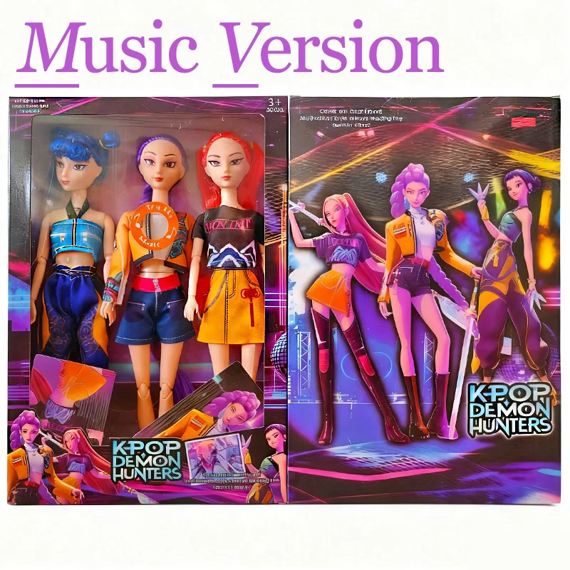 Kpop Demon Hunters Doll Set Series Musical Dolls-Pack of 3 DIY Rumi Mira Zoey Toys Collectable Gift for Girls Over 3 Years