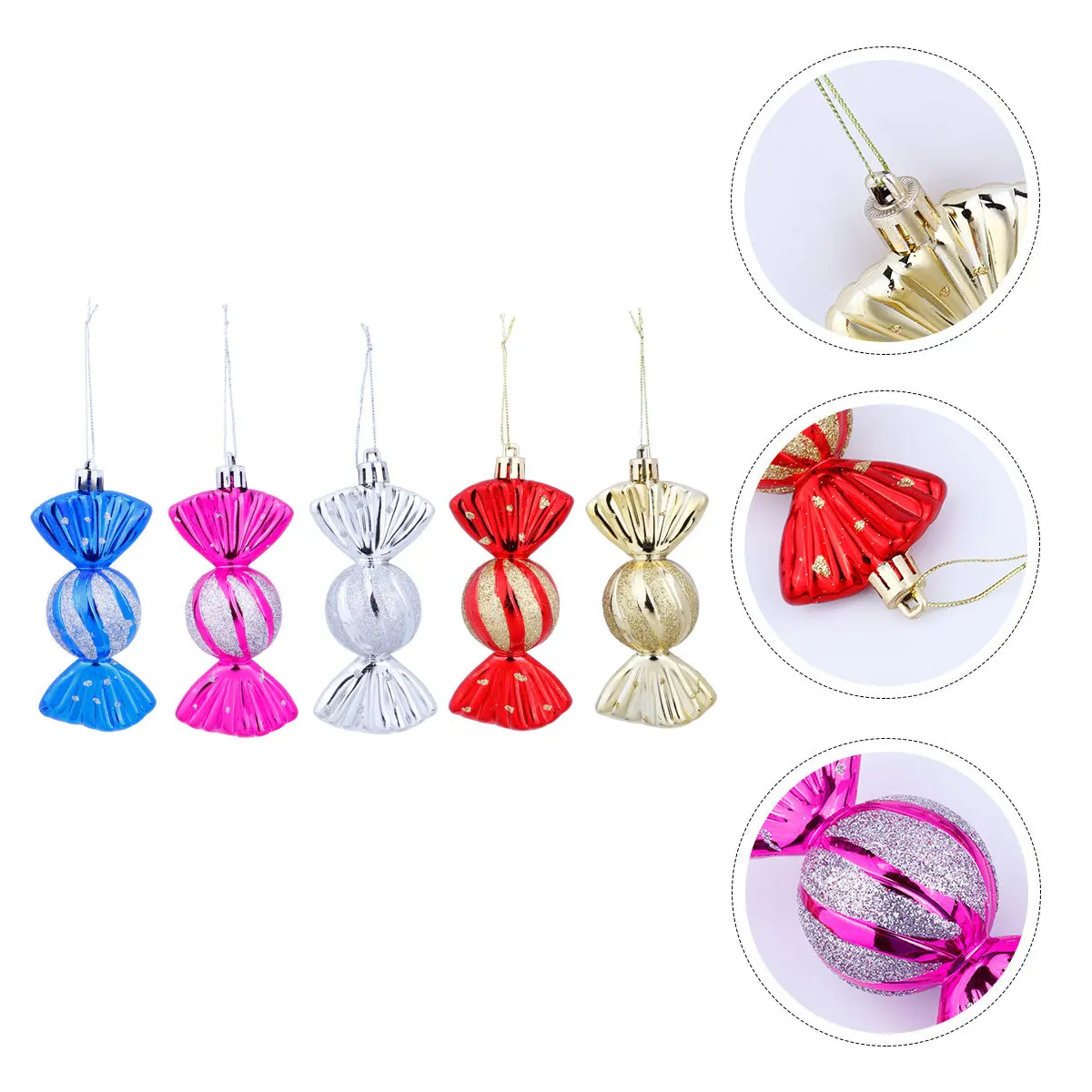 

5Pcs Christmas Pendant Candy Hanging Plastic Decor Tree Ornament Holiday Party Decoration Christmas Tree Pendant
