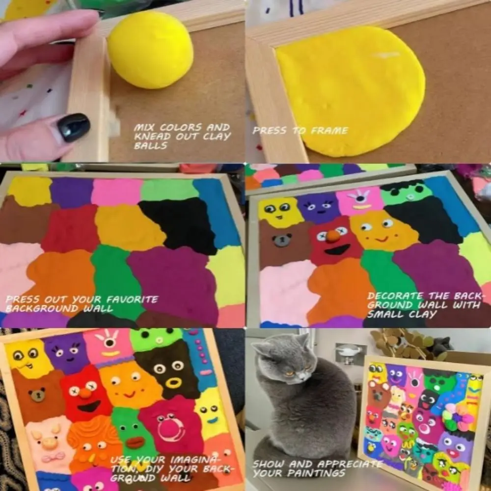 Art Puzzle Holder DIY Blank Clay Frames Painting Drawing Desktop Ornament Wooden Photo Holders DIY Handcraft DIY Craft