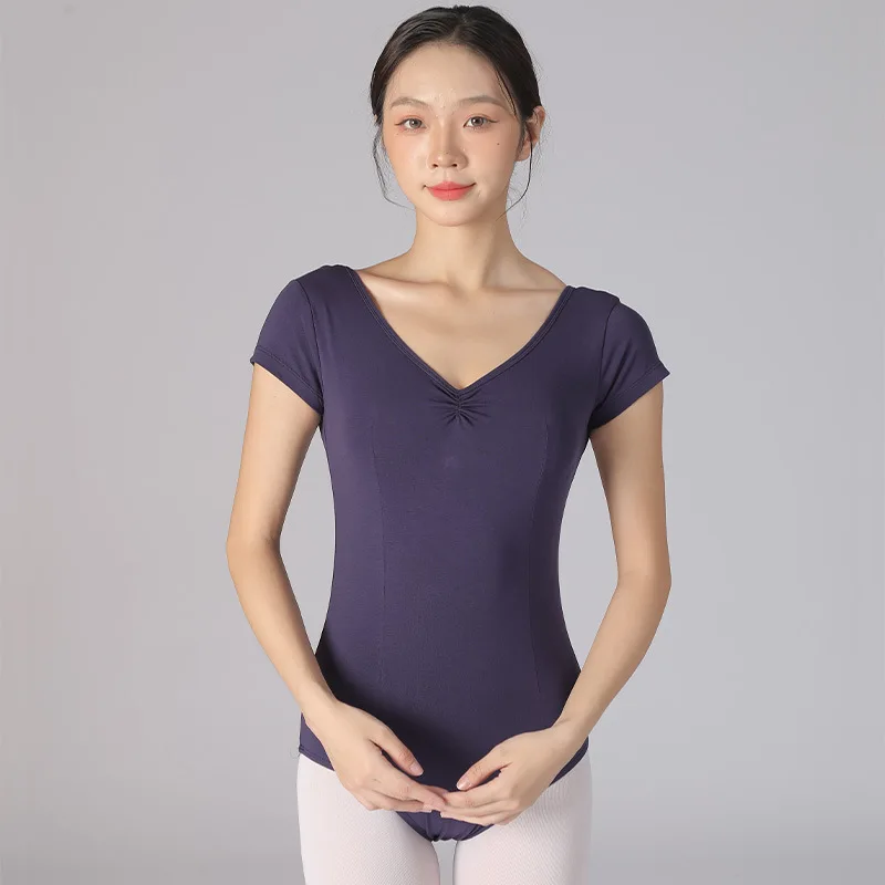 Ballet Leotards For Women Basic Style Short Sleeve Solid Colors Dance Adult Ballet Practice Dance Costume Gymnastics Leotards