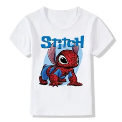 Summer Stitch Children T Shirt Spiderman New Kawaii Disney for Boy Girl Casual Clothes Harajuku Cartoons Tee Kids T-shirts Tops