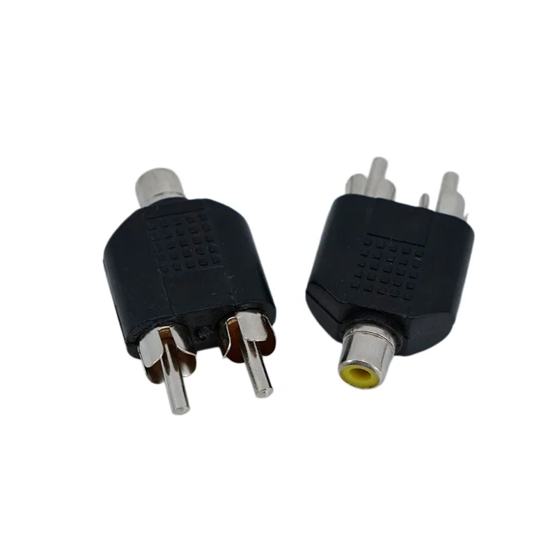 2pcs 5pcs 10pcs 2 RCA Y Splitter connector AV Audio Video Plug Converter cable Male Female Plug 2 in 1 Adapter