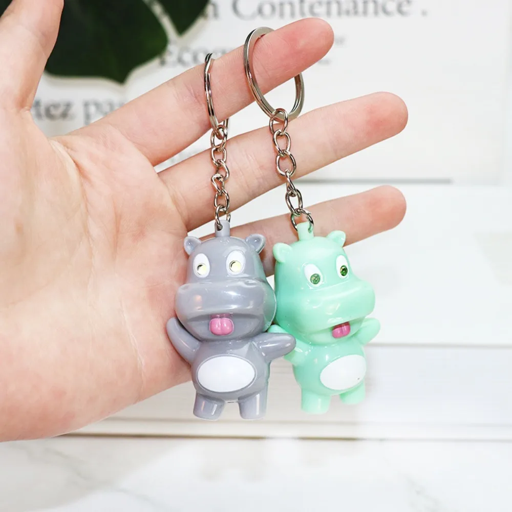 Portable Mini Moo Deng Key Ring Luminiferous Waterproof Bouncing Pig Mu Dang Doll Popular Thai Style Dwarf Hippo Pendant Daily