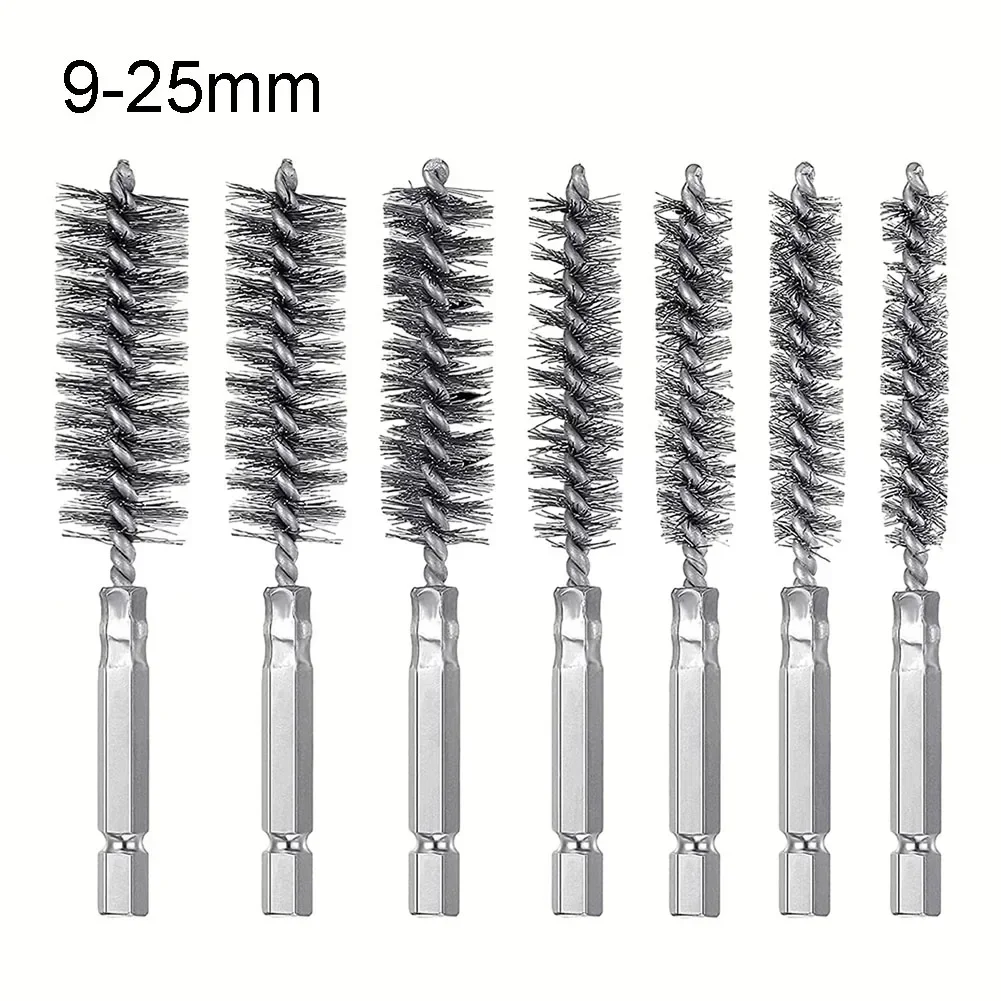 1pc 9-25mm Wire Cleaning Brush Tube Machinery Hex Handle Cleaning Brush Rust Paint Cleaner Washing Polishing Tools