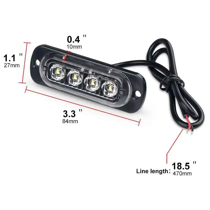 4LED No warning Grill No Strobe Breakdown Emergency 12V Trailer Beacon Lamp LED Side Light For Car Truck Strobe Light