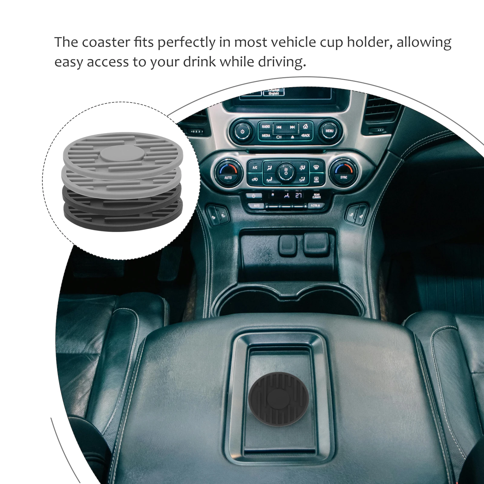 

4 pcs Silicone Car Coasters Anti-Slip Drink Holders For Vehicle Cup Stands Round Non-Slip Coasters Auto Accessories