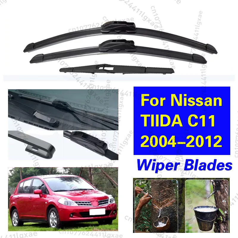 

3PCS Car Front Rear Wiper Blades For Nissan TIIDA C11 2004-2012 Latio Versa Windshield Windscreen Accessories 2008 2006 2007