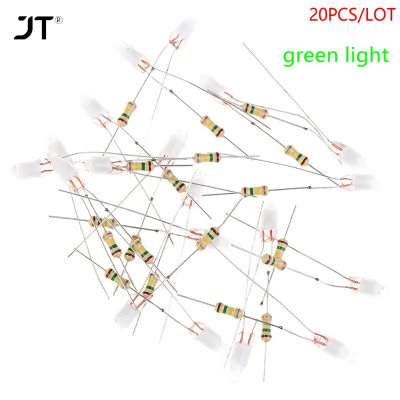 20Pcs Green Indicator Neon Light Sign F4 Neonlight With Resistor 4*10mm Glow Lamp Accessories