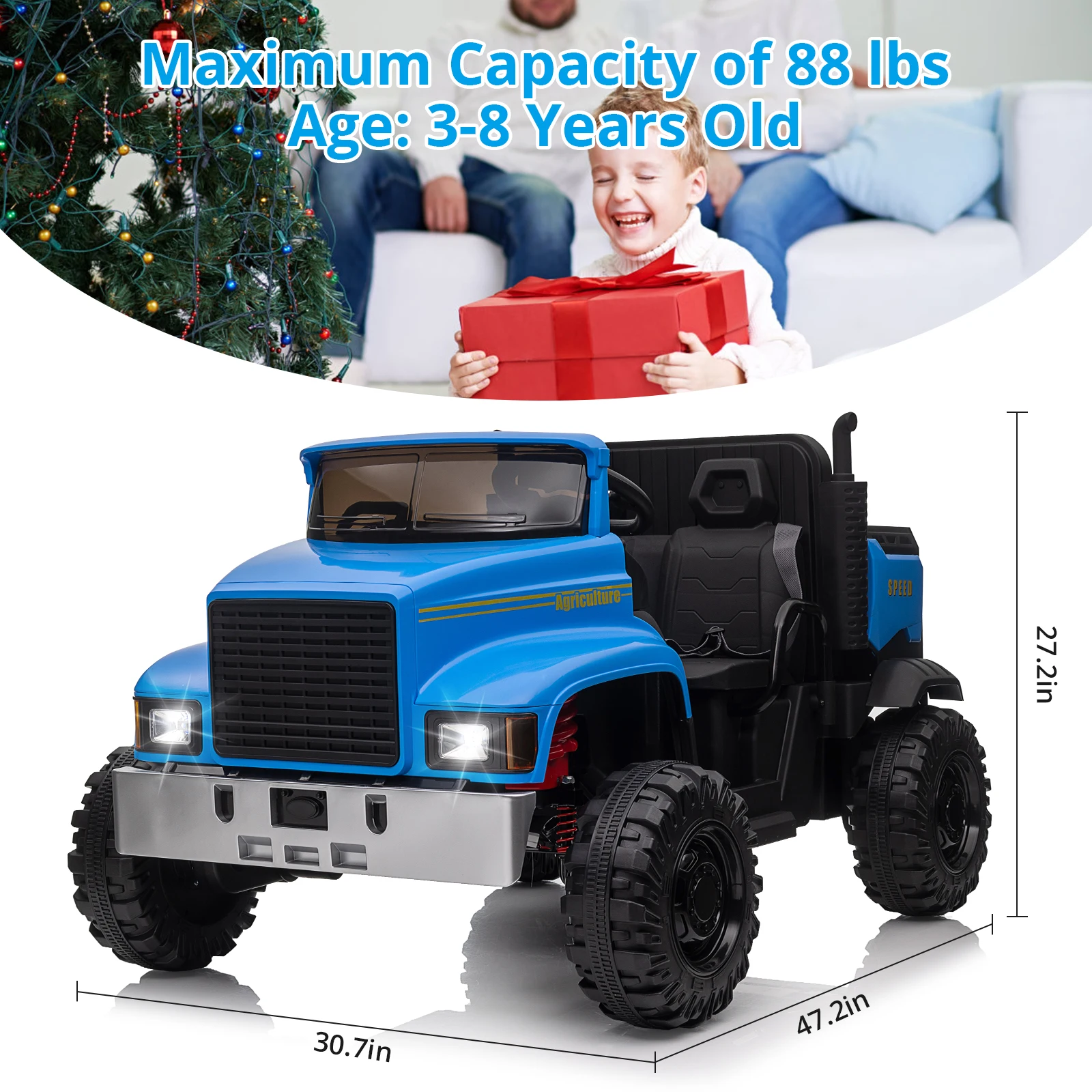 Kids Ride On Car,24V 4WD Baby Car with Remote Control,2 Seater Electric Utv Vehicles with 4x200W Motors,Dump Bed,3 Speeds