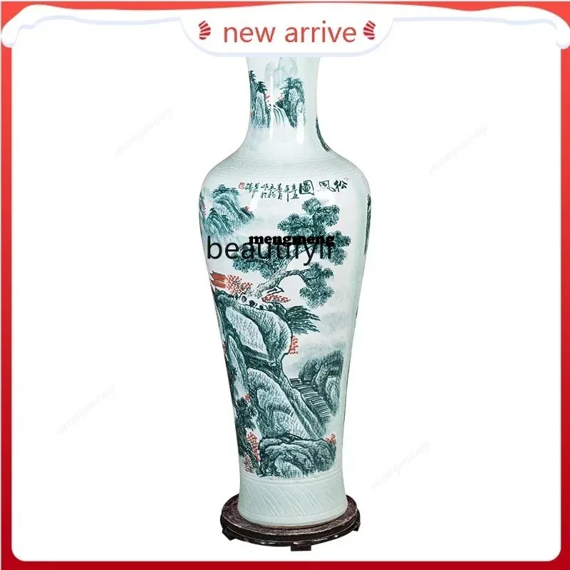 Ceramic High-End Hand-Painted Floor Vase Living Room Company Villa Chinese Decoration Opening-up Ornaments  N