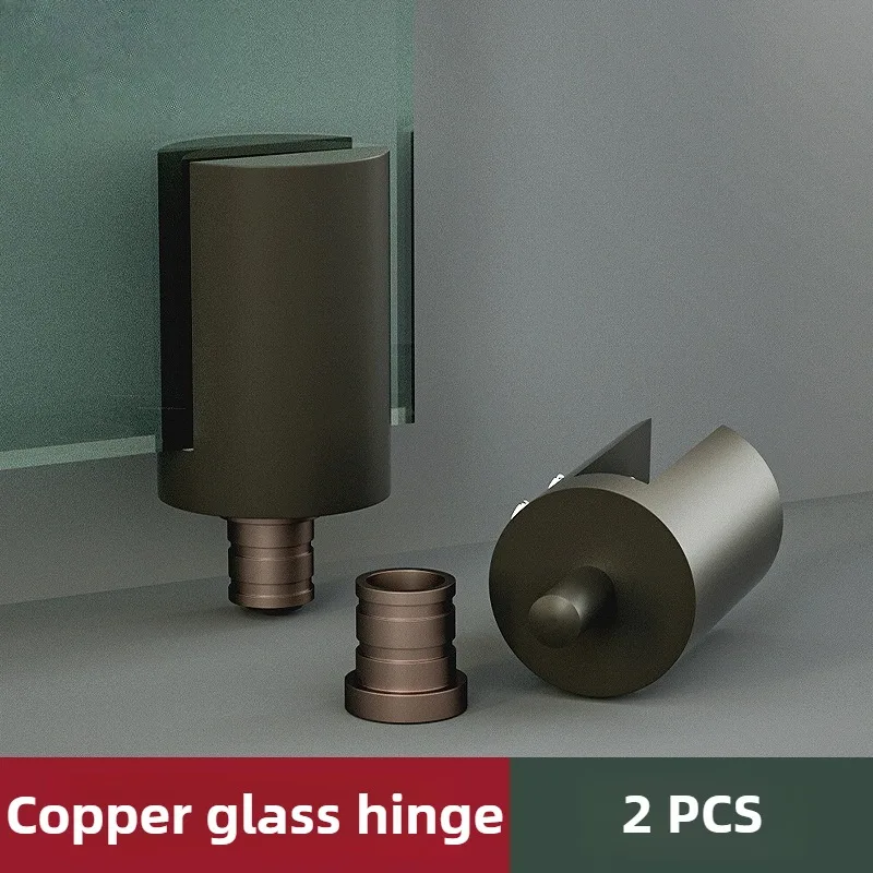 2 PCS Glass Door Active Hinges for Shower Door Pivoted 90 Degree Brass Glass Accessories Screen Clamps Upper and Lower Shaft