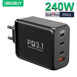 Ubigbuy 240W USB C Charger 4-Port GaN III Type C 100W 140W PD 3.1 Fast Charging Wall Adapter for iPhone 14 MacBook Samsung Phone