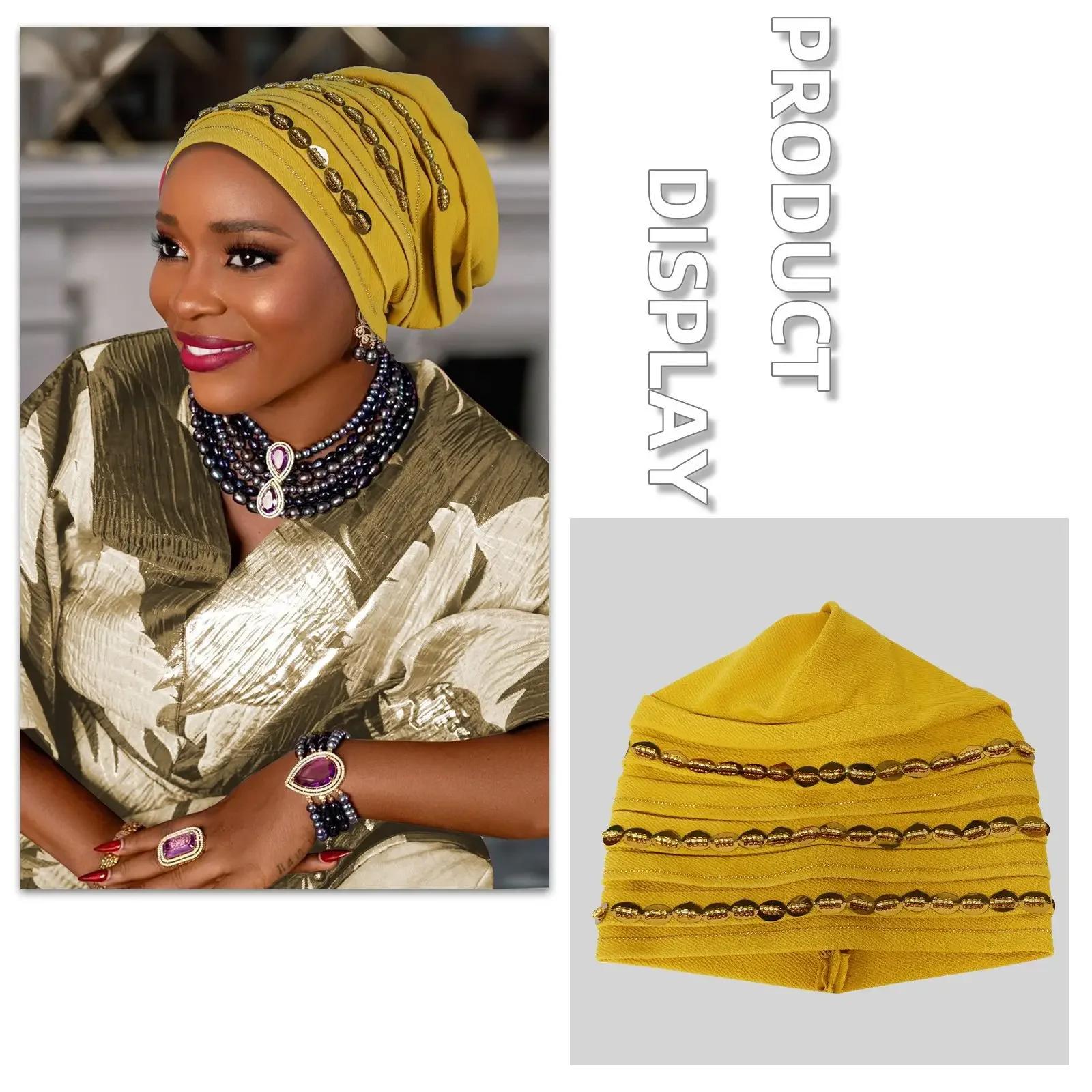 موضة الزفاف Geles الأفريقي Headtie السيارات Gele الماس العمائم للنساء النسيج أغطية الرأس الإسلامية خوذة أشرطة رأس الإناث