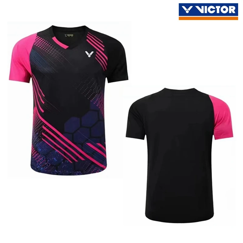 New victor victory badminton jersey set top men's short-sleeved quick-drying competition jersey training jersey women 2024