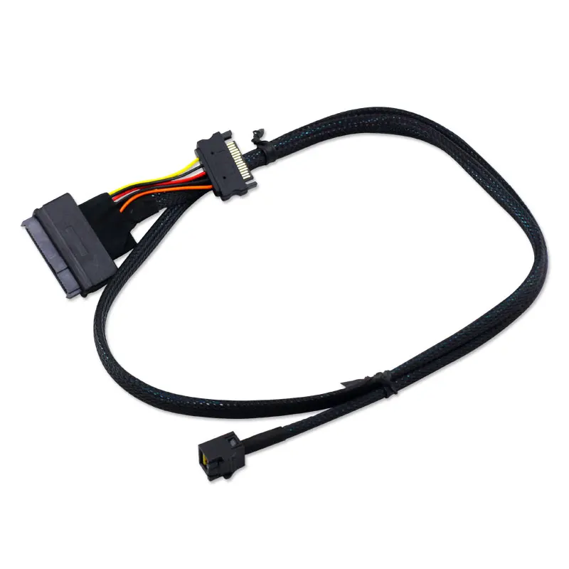 Forward Breakout NVMe Cable Mini-SAS HD SFF-8643 To U.2 SFF-8639 12G/6G/NVMe 80CM with 15Pin SATA Power For CEACENT NVMe Adapter