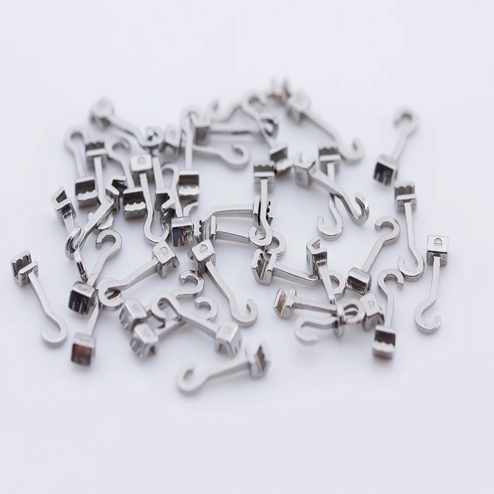 10pcs/box Dental Orthodontic Crimpable Hooks Long Curved Hooks on the Arch Wires Bondable Lingual Button With Buccal Tube