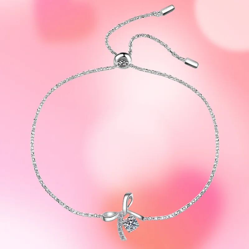 

Classic Butterfly shaped Platinum Pt950 Bracelet for Women 0.3 CT Moissanite Diamond Free Adjustable Wedding Fine Jewelry GiftVa