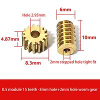 12/15/16/18/32 Teeth 2MM/3MM 2MM Step Hole DIY Model 1 Set 0.5M Copper Worm Gear Drive Combination Set