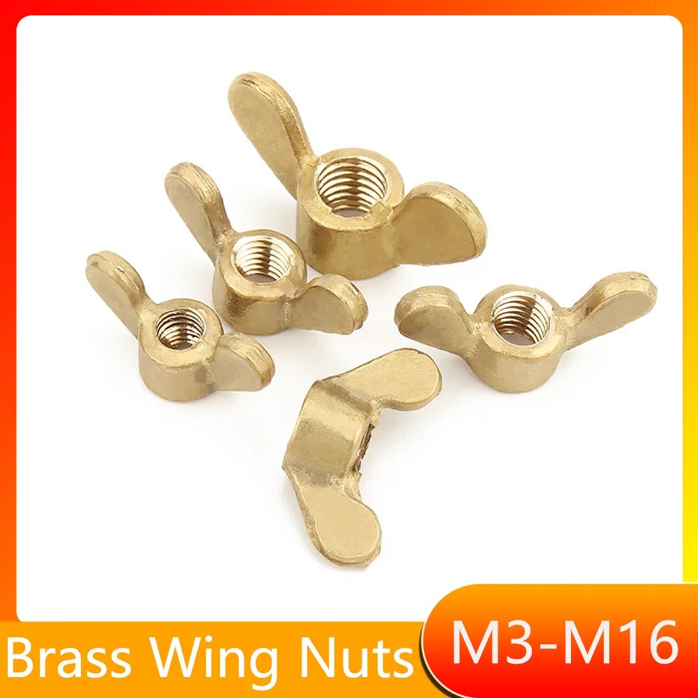 1/2/3pcs Brass Wing Nuts M3 M4 M5 M6 M8 M10 M12 M14 M16 Hand Tightened Wing Nut Copper Butterfly Nuts