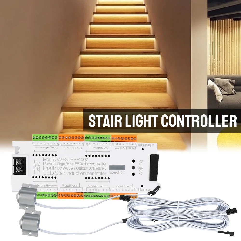 Stair Light Controller Kit Automatic For Stairs Flexible Strip Stairway Lighting Indoor 32 Channels LED Motion Sensor DC 12V 24V