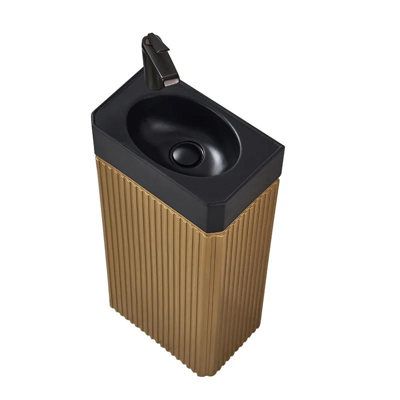 Small artificial stone pillar basin integrated with pillar basin balcony floor standing washbasin