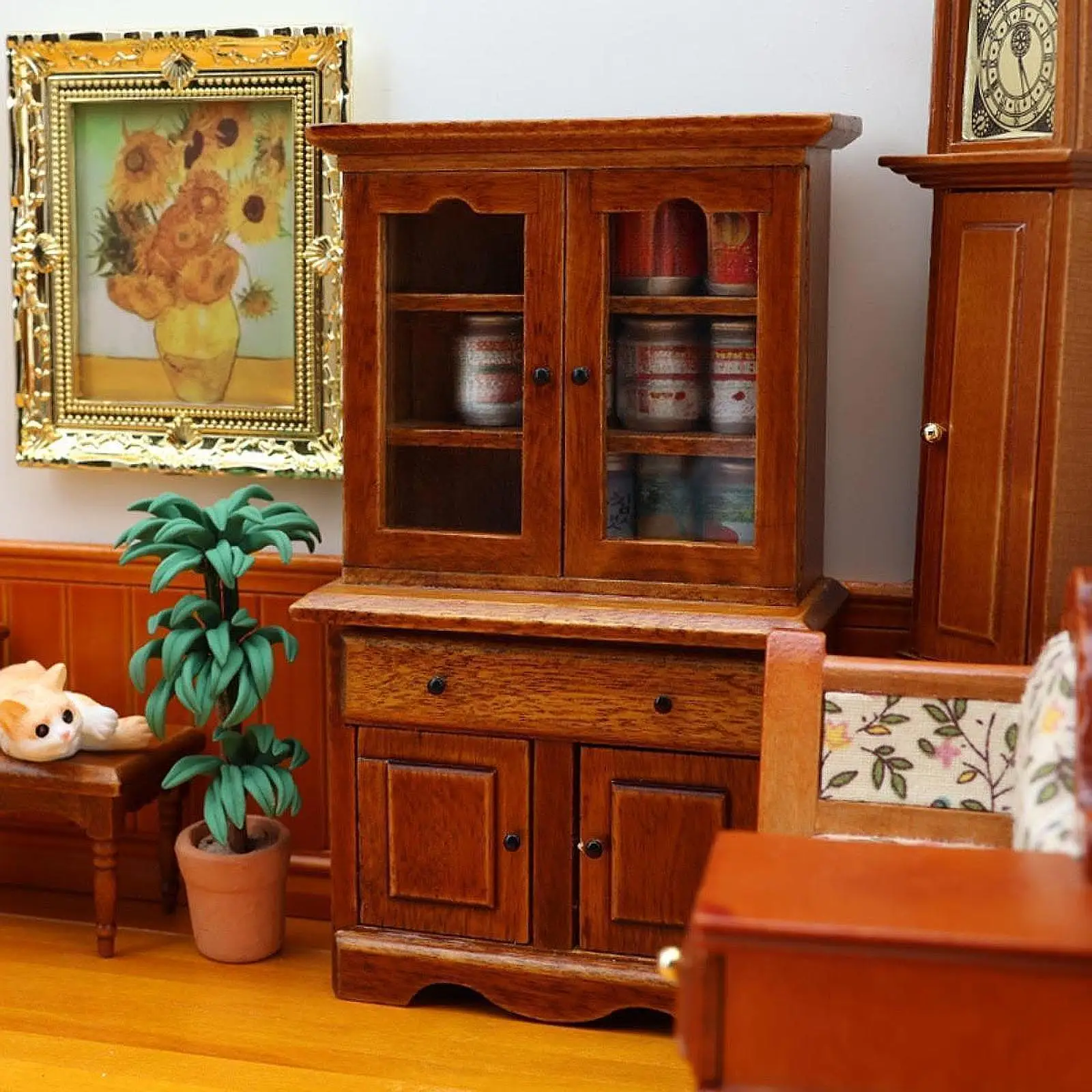 1/12 poppenhuis boekenkast poppenhuis opbergkast voor slaapkamer hout glad
