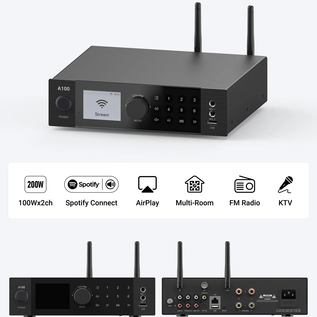 

New Product Explosion Arylic A100 Power Amplifier Wireless HIFI Streamer Multiroom Audio Systems Airplay
