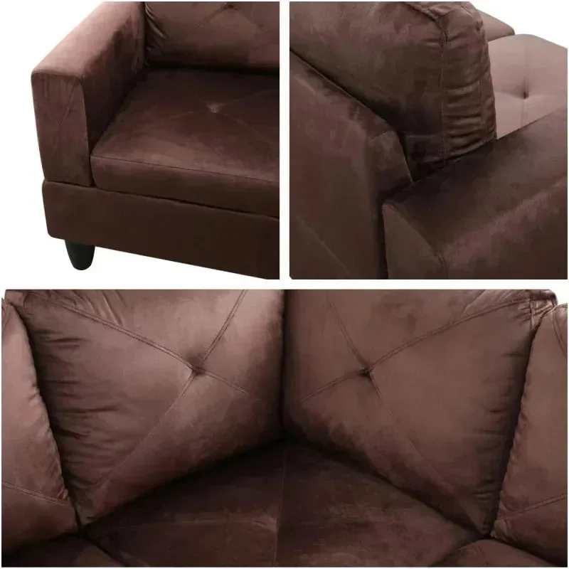 أريكة على شكل QAZ8-L مع غرفة معيشة مقطعية حديثة عثمانية. غرفة نوم. مكتب. أريكة L باللون البني #3