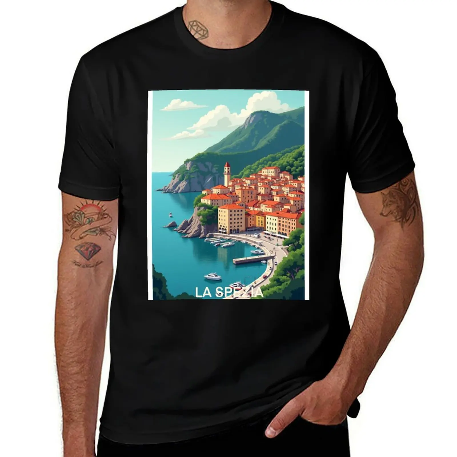 

La Spezia Travel Poster, Perfect Gift for Travel Enthusiasts, Vintage Style Wall Art, Italy Wall art for home decor, La T-Shirt