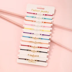 12Pcs set Girls Star Accessories Handmade Braid Rope Adjustable Bracelet Best Gift for Your Friend