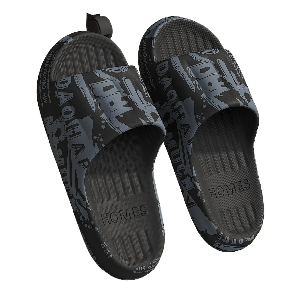2025 Summer new Graffiti Bear Print Men Slippers Home Flip Flops Thick Couple Women Beach Shoes Sandals