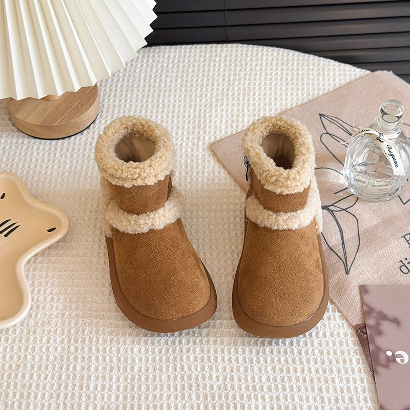 

2025 детские повседневные короткие сапоги для девочек, новая зимняя модная нескользящая универсальная обувь принцессы в корейском стиле с мягкой подошвой