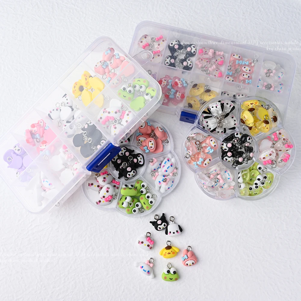 3D 35/50pcs Kawaii Sanrioed Kuromi Hello Kitty Pendenti e Ciondoli per Orecchino Bracciali Collana Creazione di Gioielli Portachiavi FAI DA TE Accesso