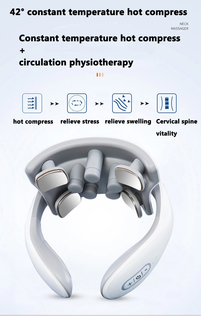 Énergie intelligent du dos et du cou, massage du cou initié par la poussée des vertèbres cervicales, vibrateur de soins de santé, chauffage des