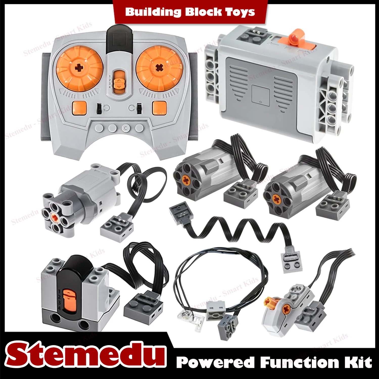 9pcs/set Technicial-Motor Power-Function Cable Kit IR-Receiver-Remote-Control AA Battery-Box-Switch-Light-Extension-Cord