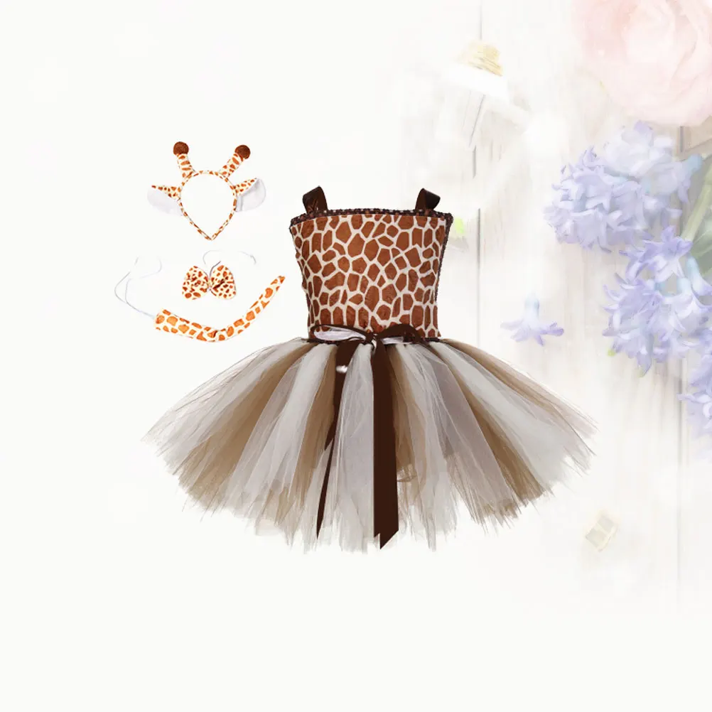 

1 Set Of Giraffe Dress Cosplay Costume Outfit For Kids Christmas Party Stage Performance Dress-Up Clothing L Size