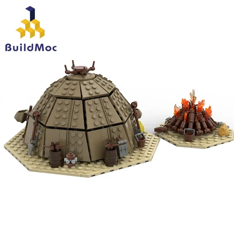 BuildMOC Desert House Tent Building Blocks Kit For Raider Sand People Tatooine Camp Bricks Toys For Children Kid Birthday Gifts