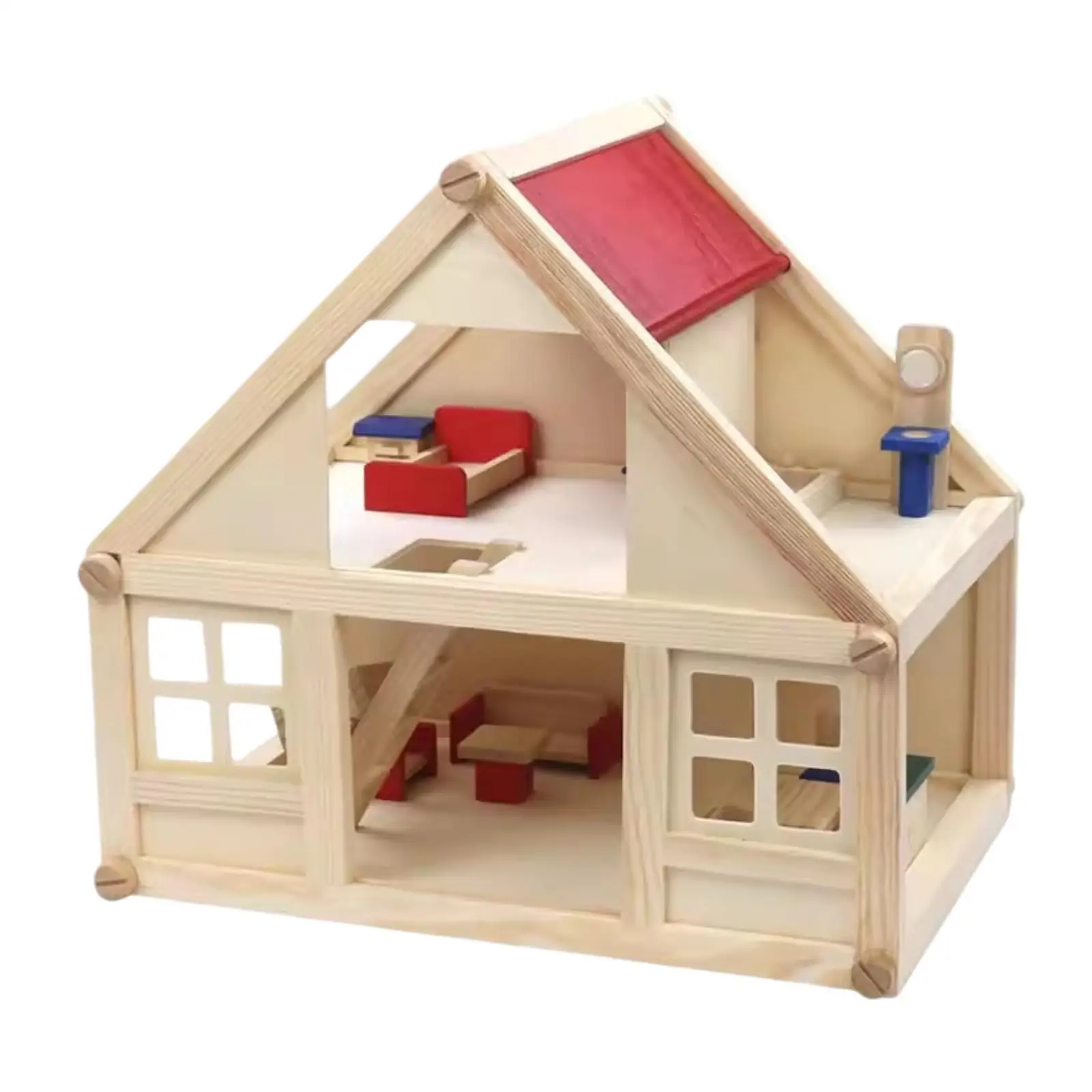 Puppenhaus aus Holz für Kinder, Miniaturszene, 2-stöckiges Geschenkspielzeug, Mini-Möbelspielzeug
