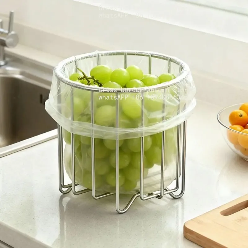 Stainless Steel Trash Bag Holder Multifunctional Space-saving Sink Garbage Organizer Wide Opening Ventilation