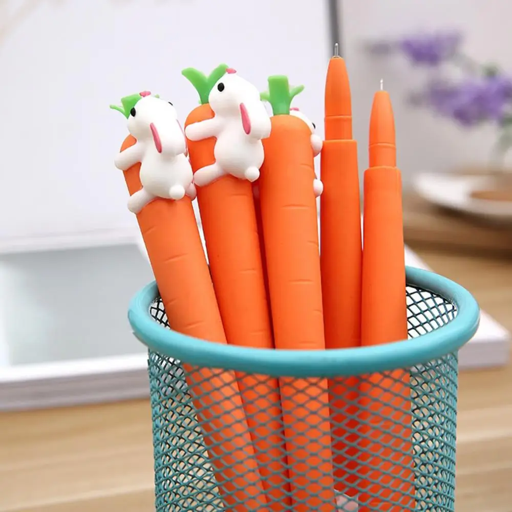 

Cute Carrot Rabbit Silicone 0.5mm Black Ink Gel Pen Students Stationery Supplies