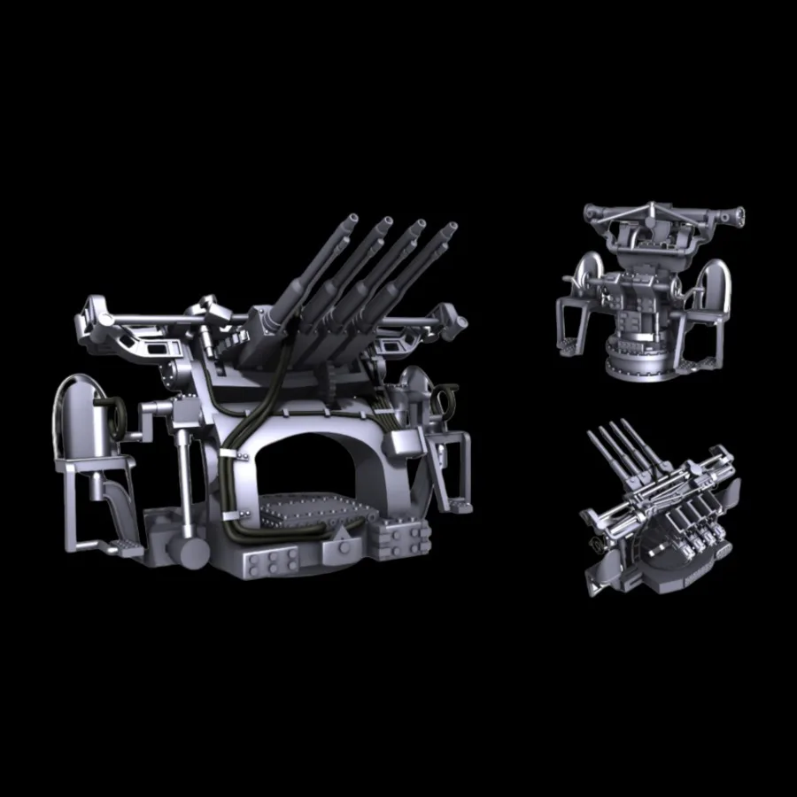 1/700 USN 28mm Quadruple Turret & MK44 Director Model Set 10PCS 3D Printed Parts M700018 MUYI/HEAVY HOBBY