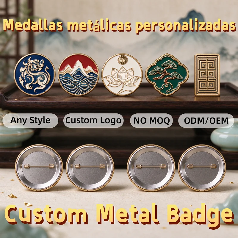 Custom Souvenir Badges Custom Zinc Alloy Stainless Steel Any Shape Handmade Metal Badge Fast Production Custom Metal Lapel Pins