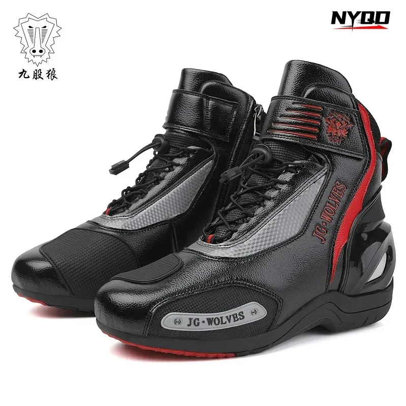 JG WOLVES Motorcycle Riding Boots Motocross Shoes Off-Road Track Racing Sports Professional Protective Gear Botas Moto Hombre