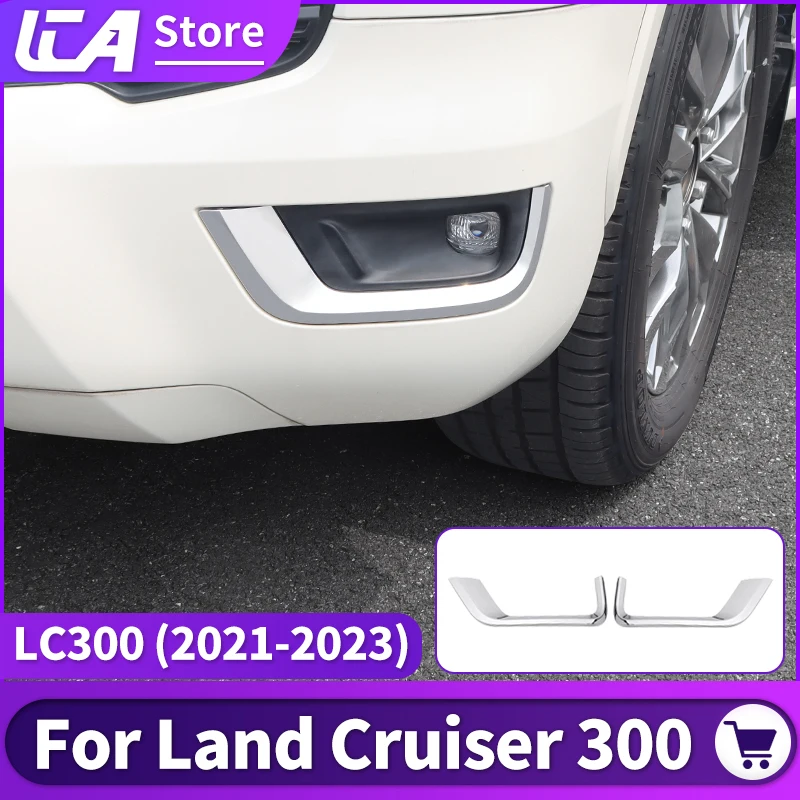 

For Toyota Land Cruiser 300 2021 2022 2023 Front Fog Lamp Decoration Strip LC300 Exterior Chrome Accessories upgraded Tuning
