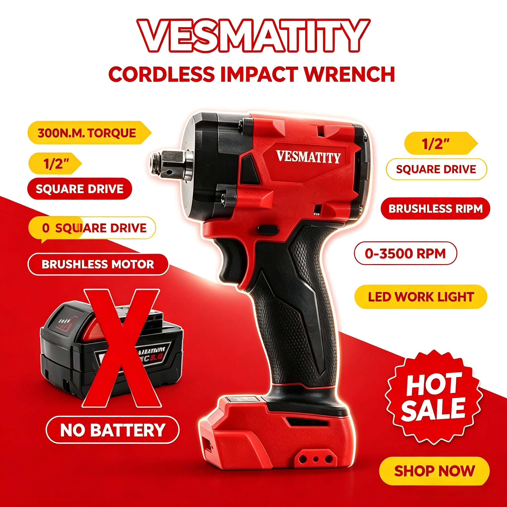 2026 hot sale 500NM cordless brushless impact driver for car truck repair screwdriver power tool for Milwaukee battery