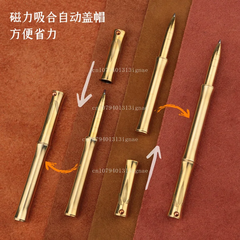 Bamboo pen, magnetic automatic cap neutral signature decompression pen, creative stationery