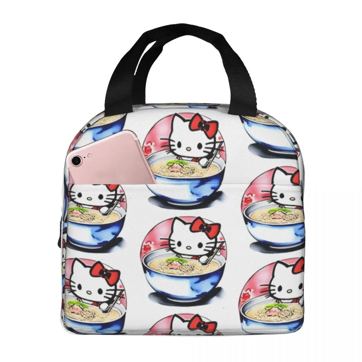 All Season Travel Storage Bags Hello Kitty Eating Ramen Multifunction Sanrio For Lunch Food Bags Office Staff