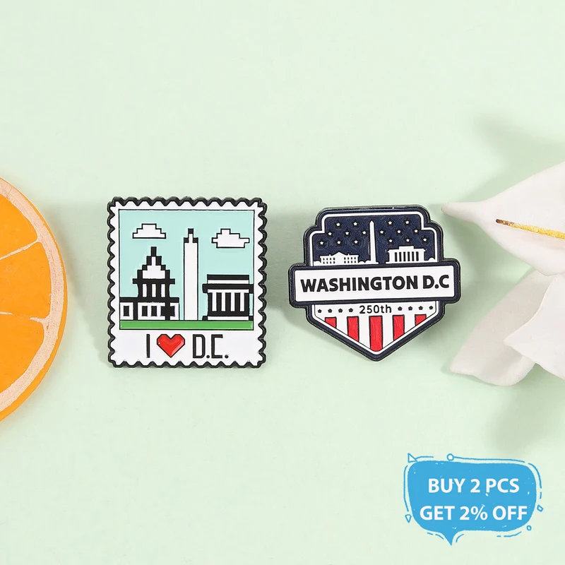 Washington D.C. Capitol Building Enamel Pins Local Landmark Buildings Surrounding City Tourism Brooches Lapel Badge Jewelry Gift